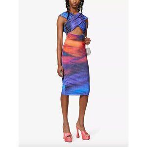 Farai London Arabella Halter Neck Cutout Dress Sunset Dream Womens Size Medium